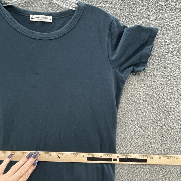 American Giant Dress Women Small Green Cotton Casual T Shirt Side Slit Long Midi - Picture 7 of 11